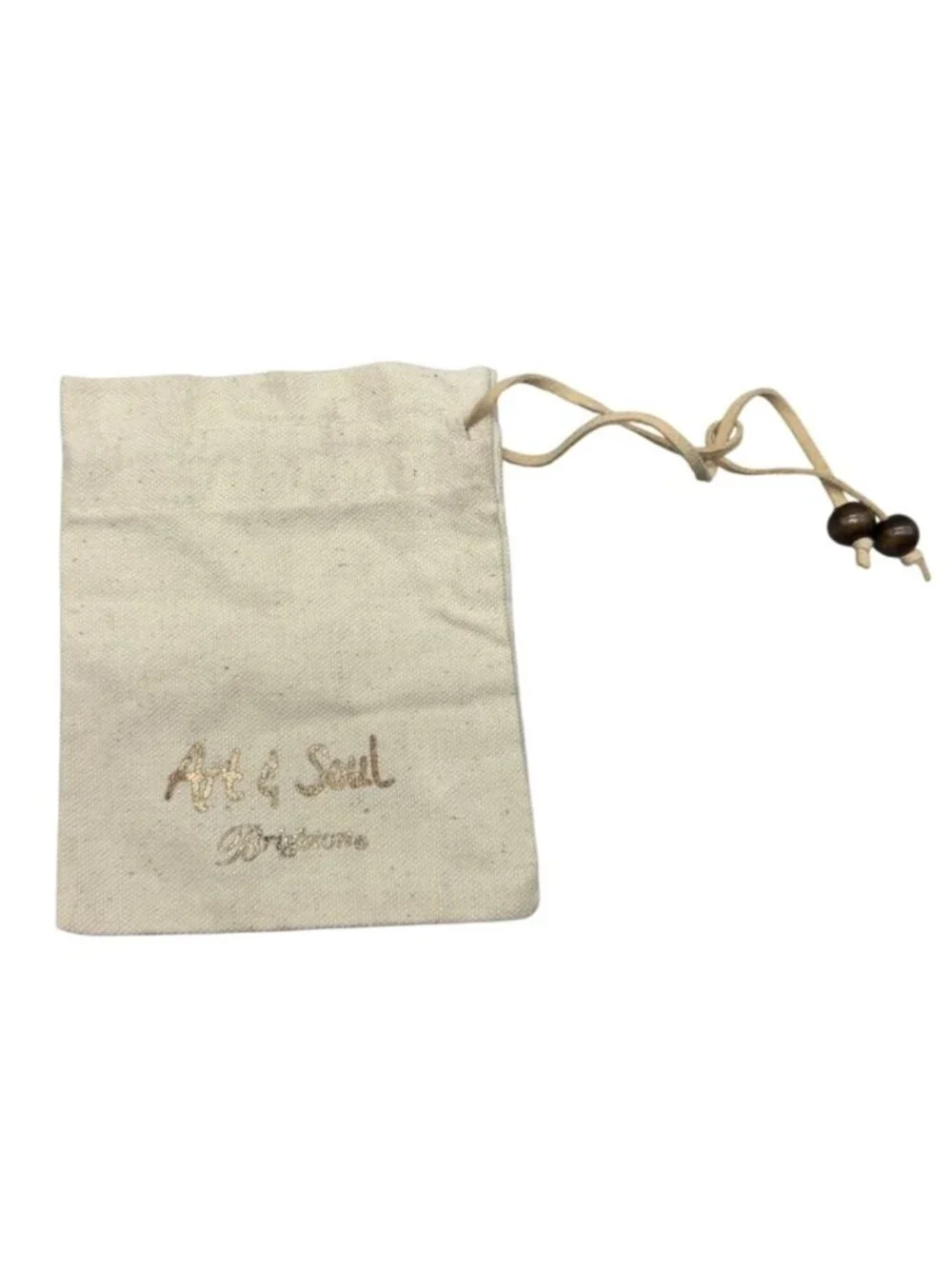 Brighton Art & Soul Drawstring Jewelry Pouch Bag With Wood Beads READ